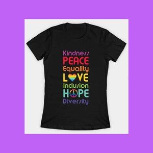 Women's fit diversity, equality, inclusion graphic tee XL